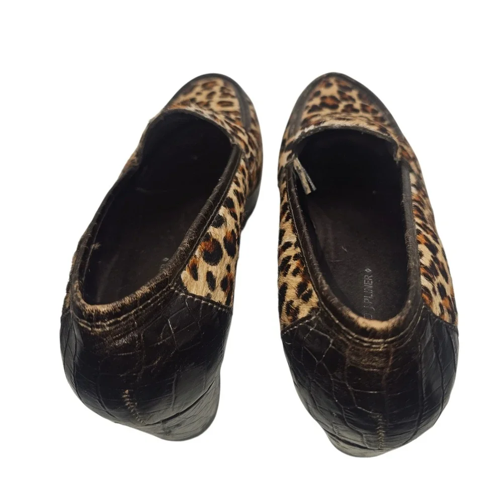 Donald J Pliner Leopard Calf Hair Platform Loafers Croc Heel Brazil Womens 10